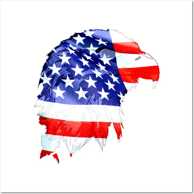 American Eagles  Patriotic 4th of July flags USA United States of America Wall Art by DrPen